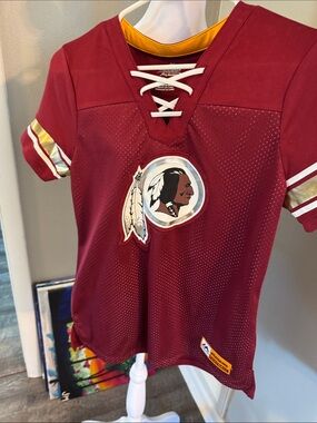 Majestic Burgundy Small Womens Lace-Up Football Jersey with Gold Trim